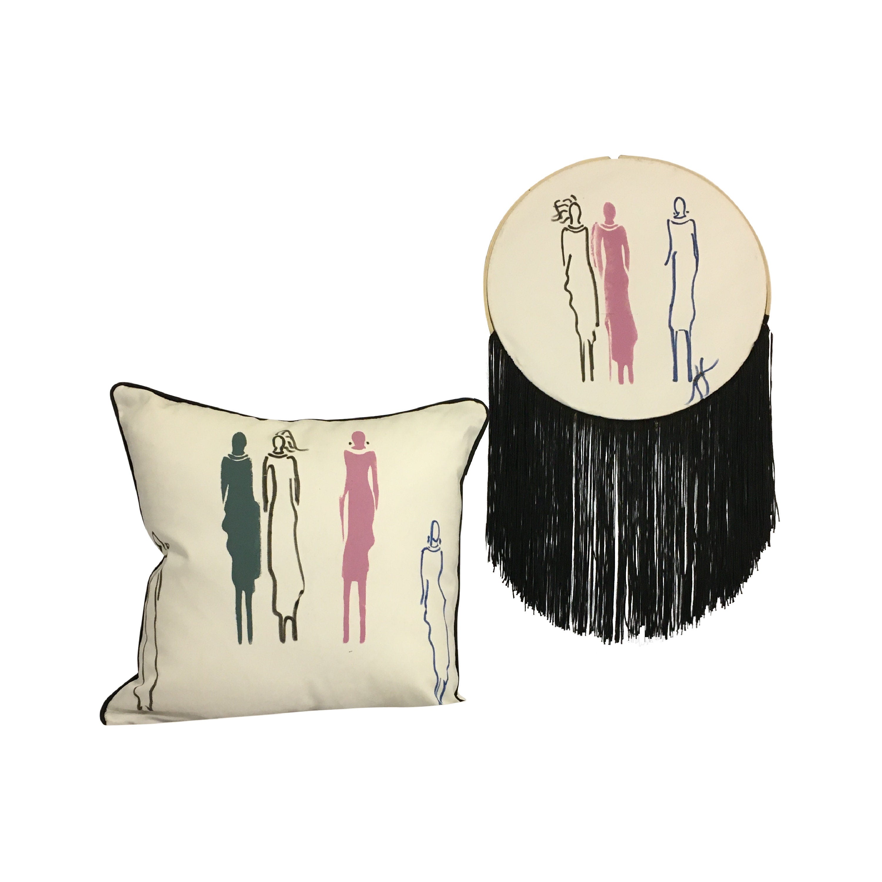 Gift for Woman, Hand Painted Wall Hanging, Round Wall Decor, Wall Art with Women