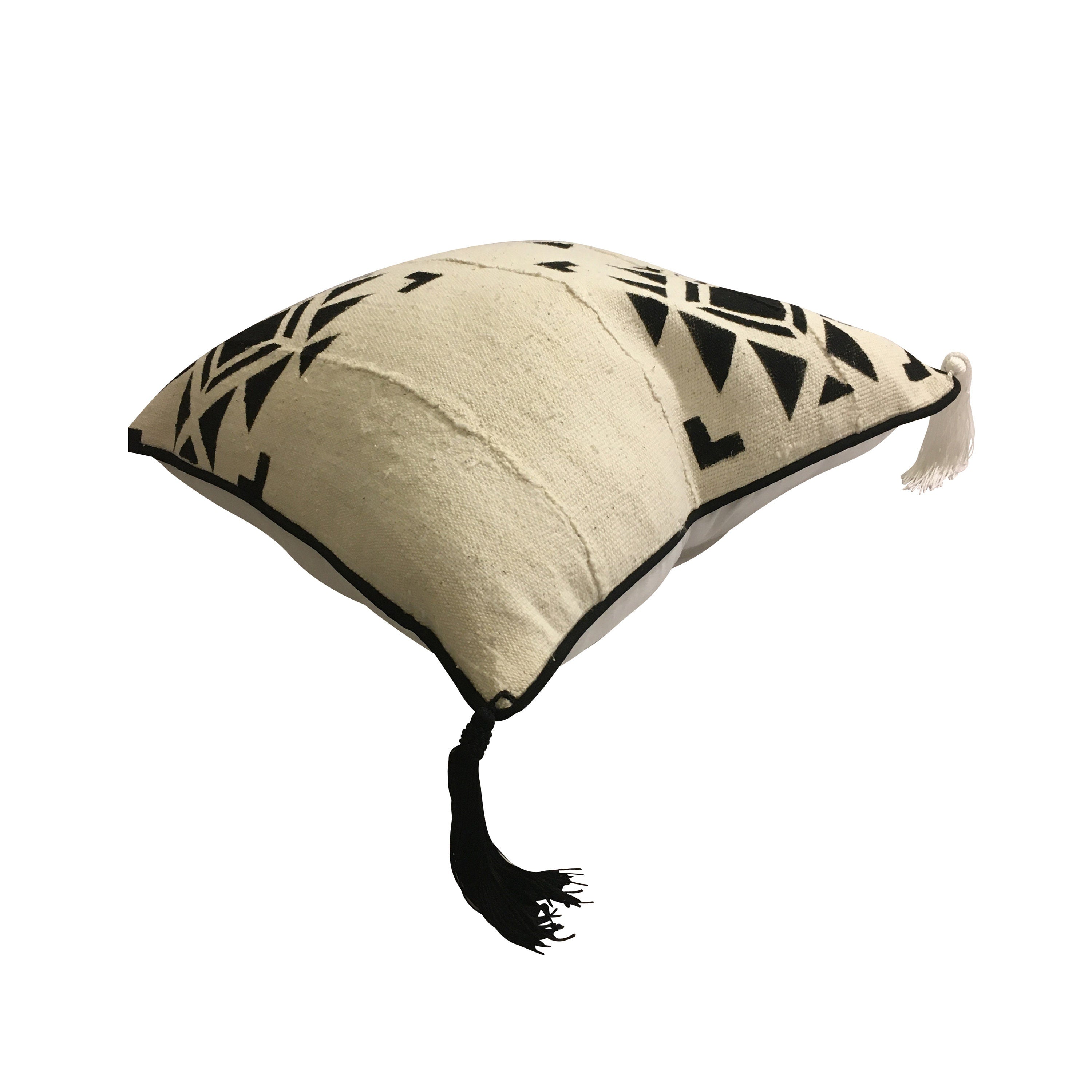 Black and White Boho Pillow Cover, African Mudcloth Pillow, Native Indian Pillow