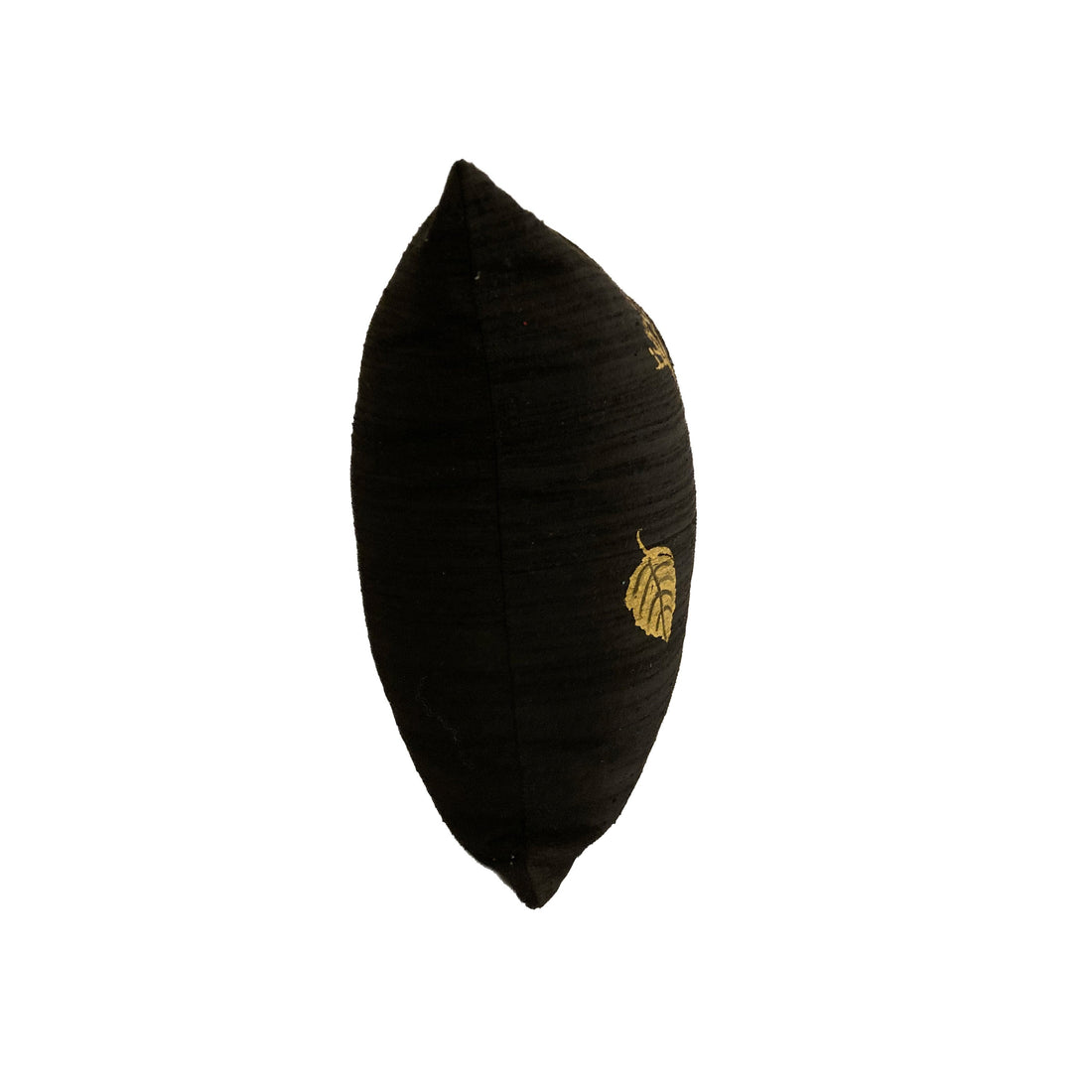 Gold and Black Pillow, LINED Pillow Cover, Indian Silk Pillow, Hand Painted Pillow with Trees