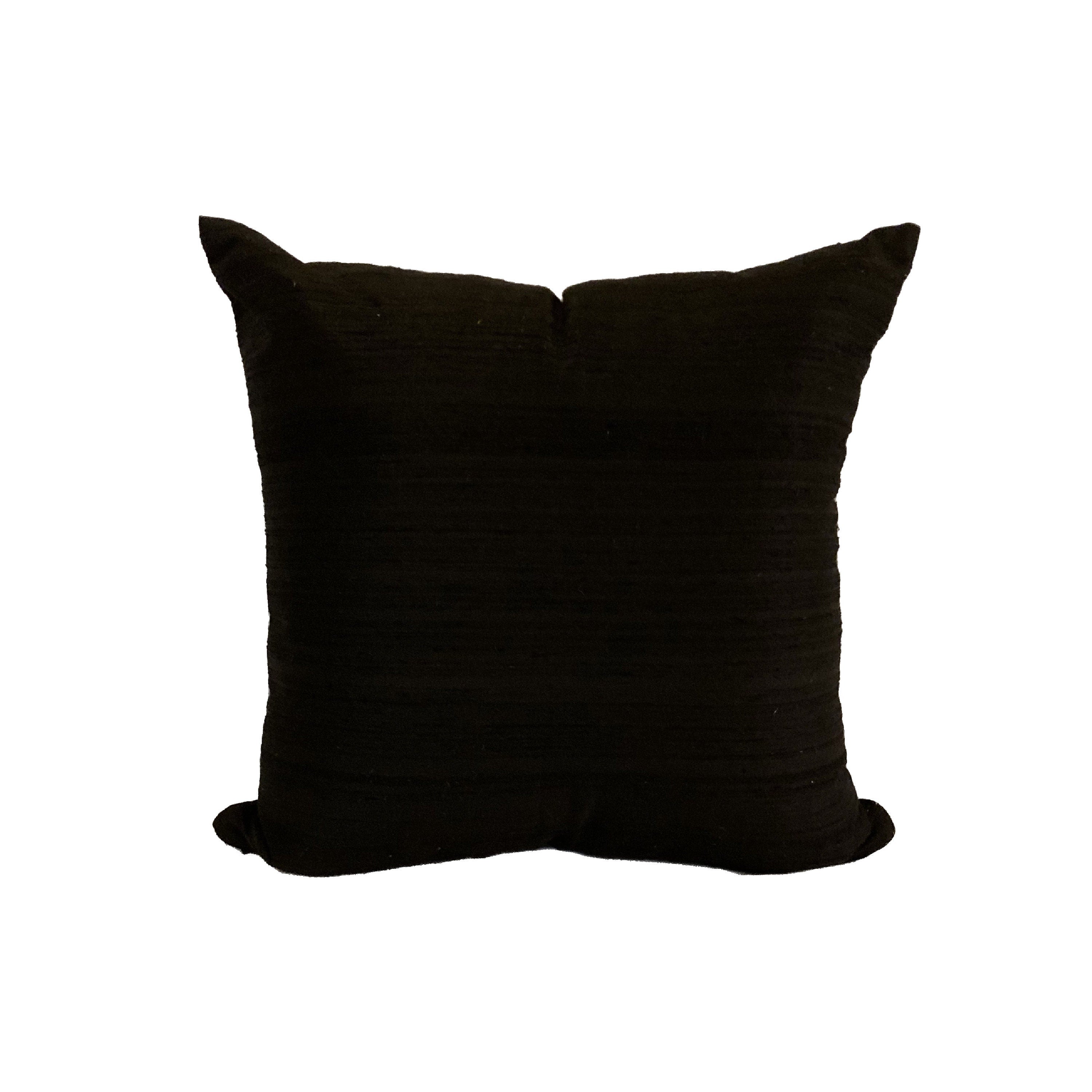 Gold and Black Pillow, LINED Pillow Cover, Indian Silk Pillow, Hand Painted Pillow with Trees