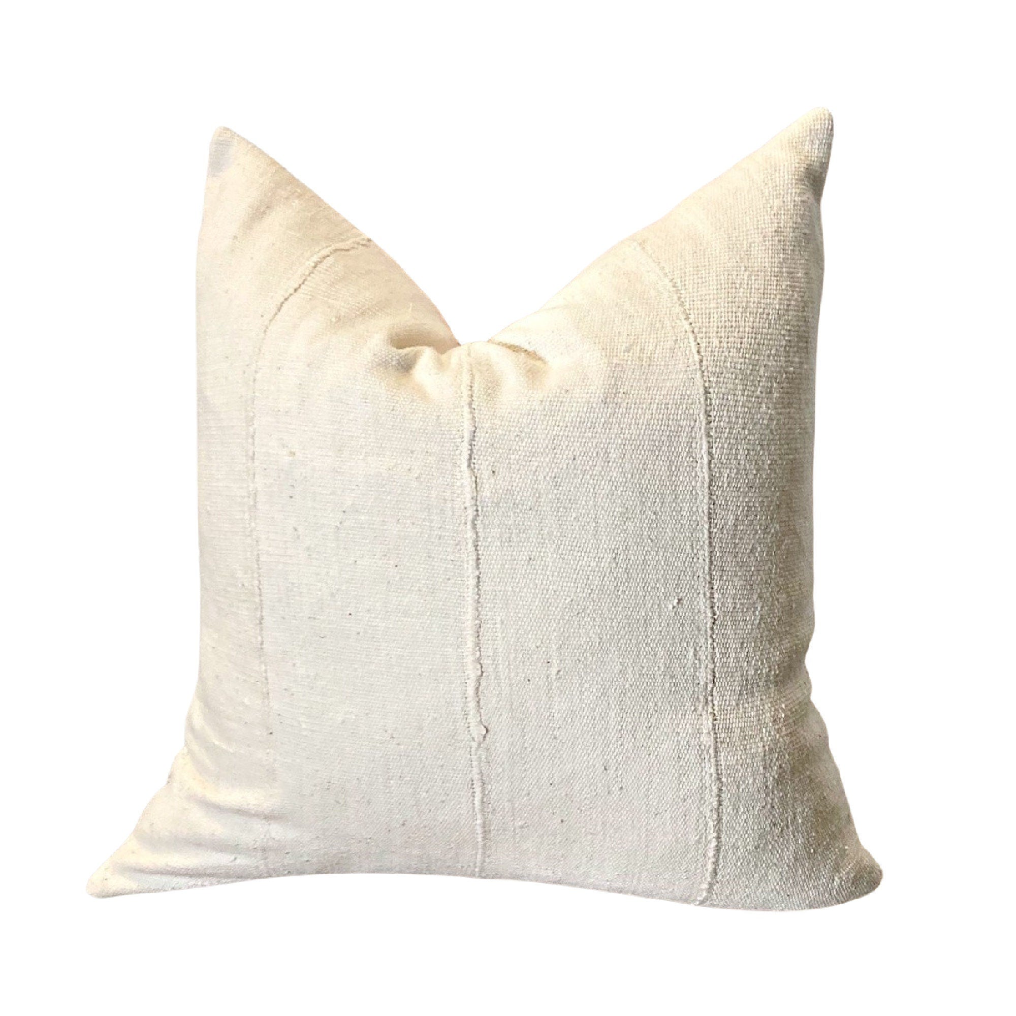 Orange Italian Leather and Mudcloth Pillow Set, One Square and One Long Pillow, Authentic Mudcloth, Arrow Design on Pillows