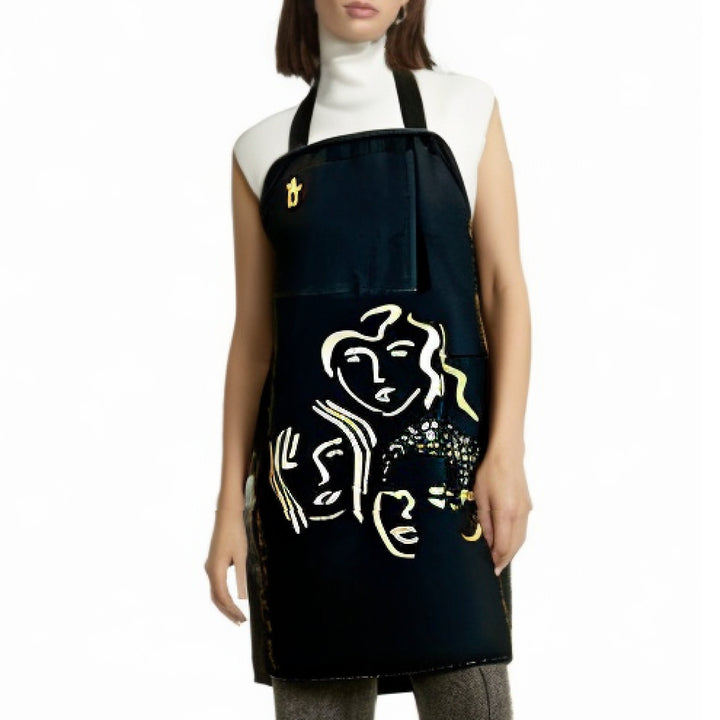 Glam Designer Apron, REVERSIBLE (Two Sided) Apron,  Black and Gold Apron, Apron for Woman, Gift for Her, Gift for Cook, Designer Apron