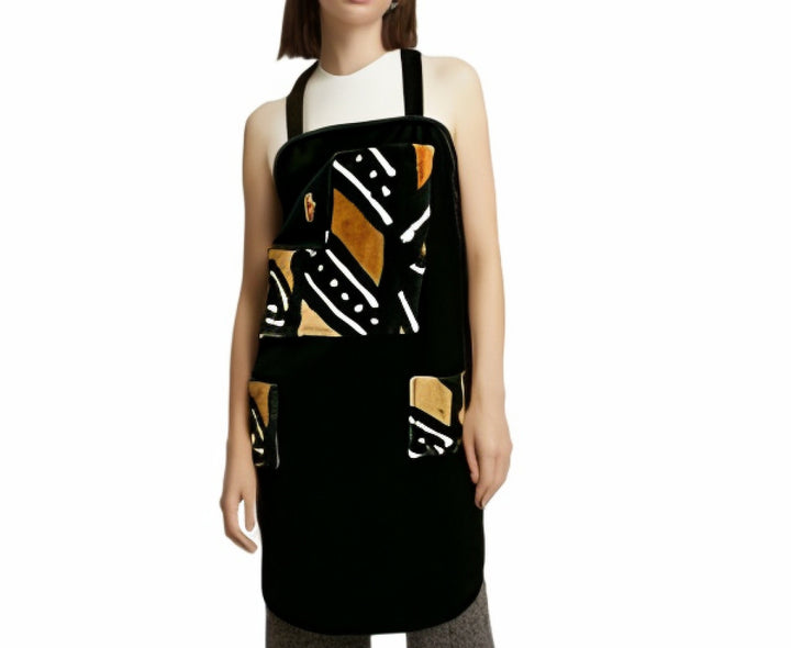 Brown and Black Apron, Handwoven Mudcloth Apron, Gift for Woman or Man, Gift for Cook, Designer Apron, Unisex Apron, Reversible Apron