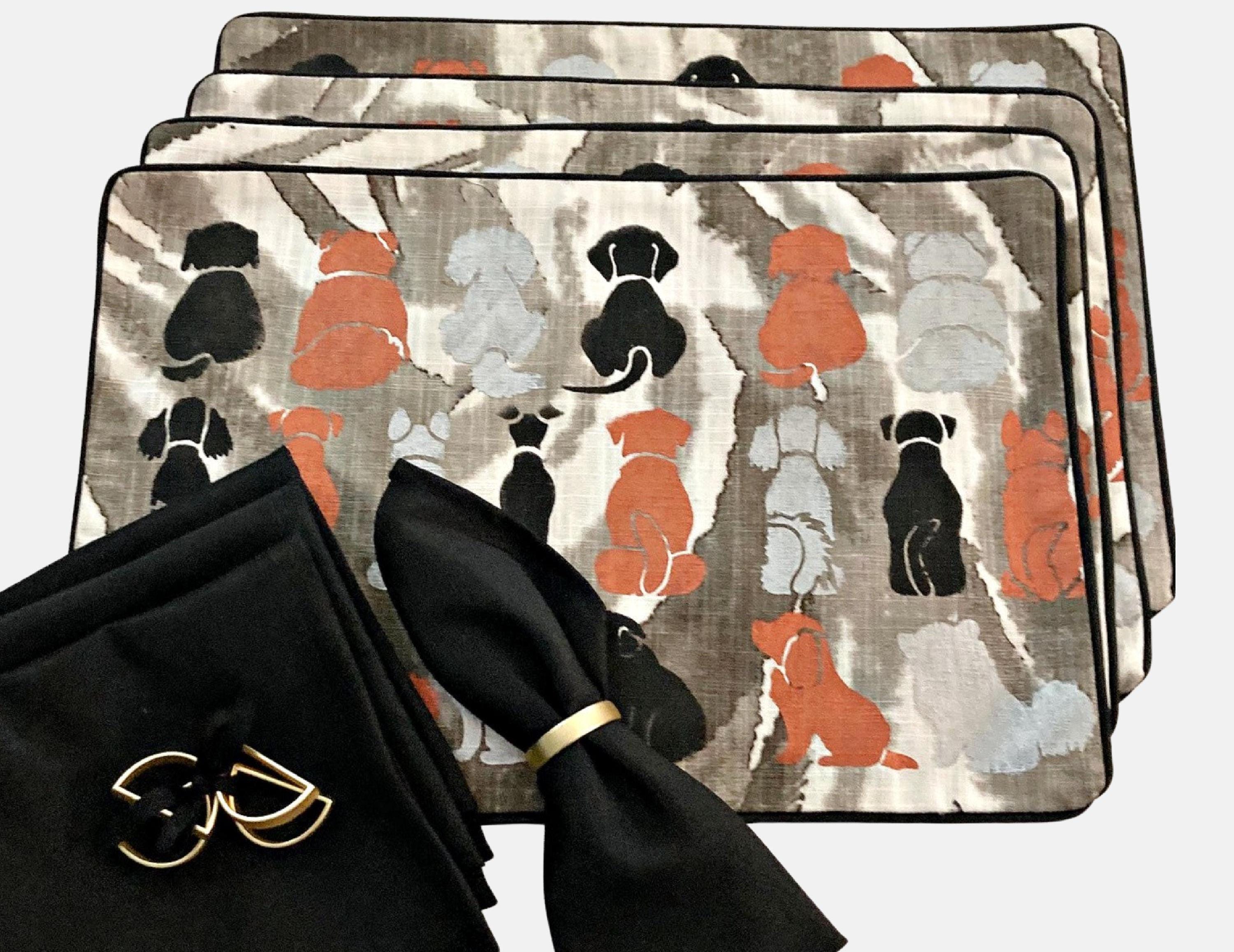 ANIMAL PLACEMAT SET - Includes Placemats, Napkins and Napkin Rings, Set of 4, 6 or 8, Dog Placemats, Animal Placemat, Gift for Dog Lovers