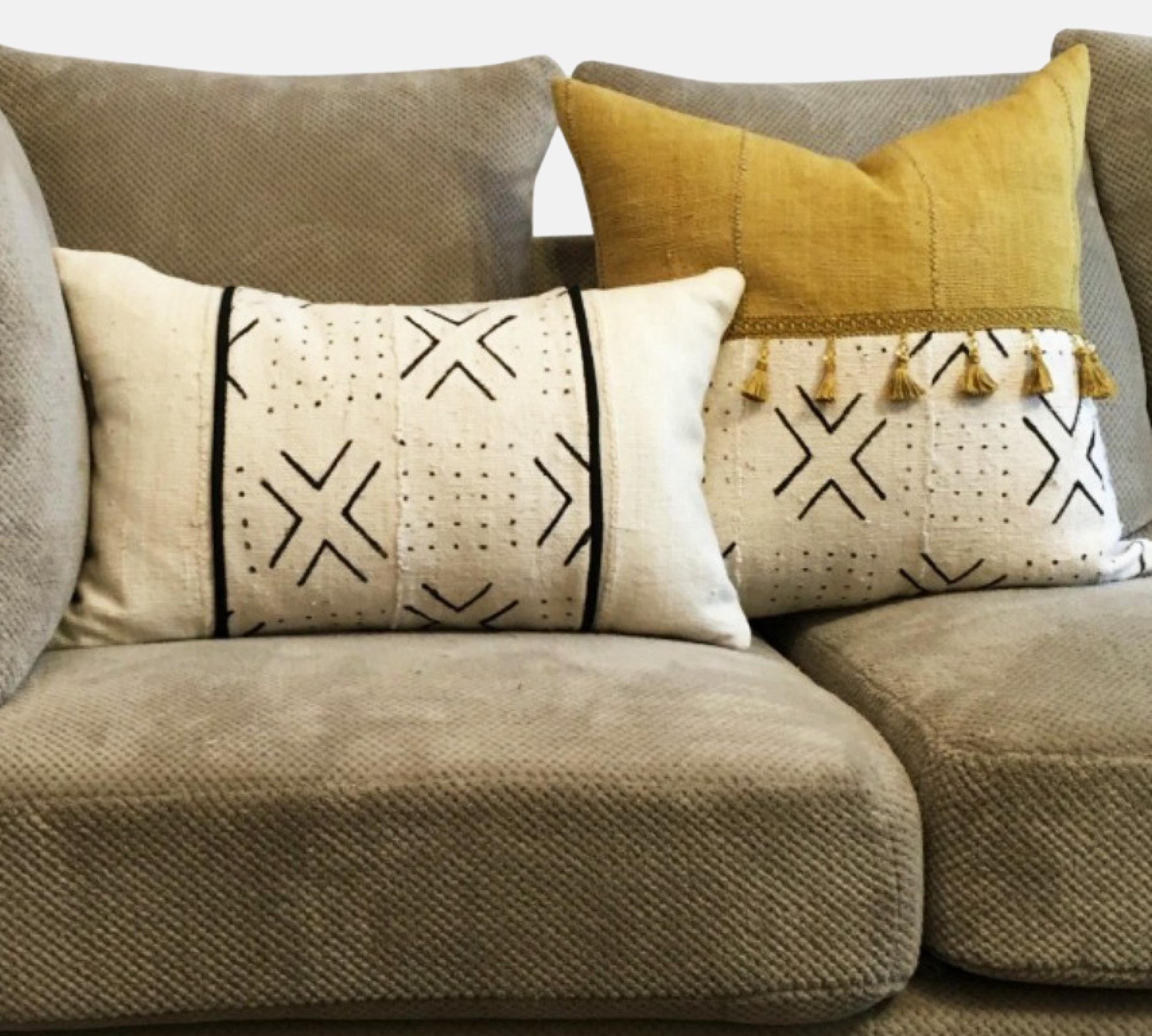 Set of Gold Pillow Covers, Square and Lumbar Pillow Set, Pillow Cover Set, Geometric Design Pillows, Ethnic Design Pillows