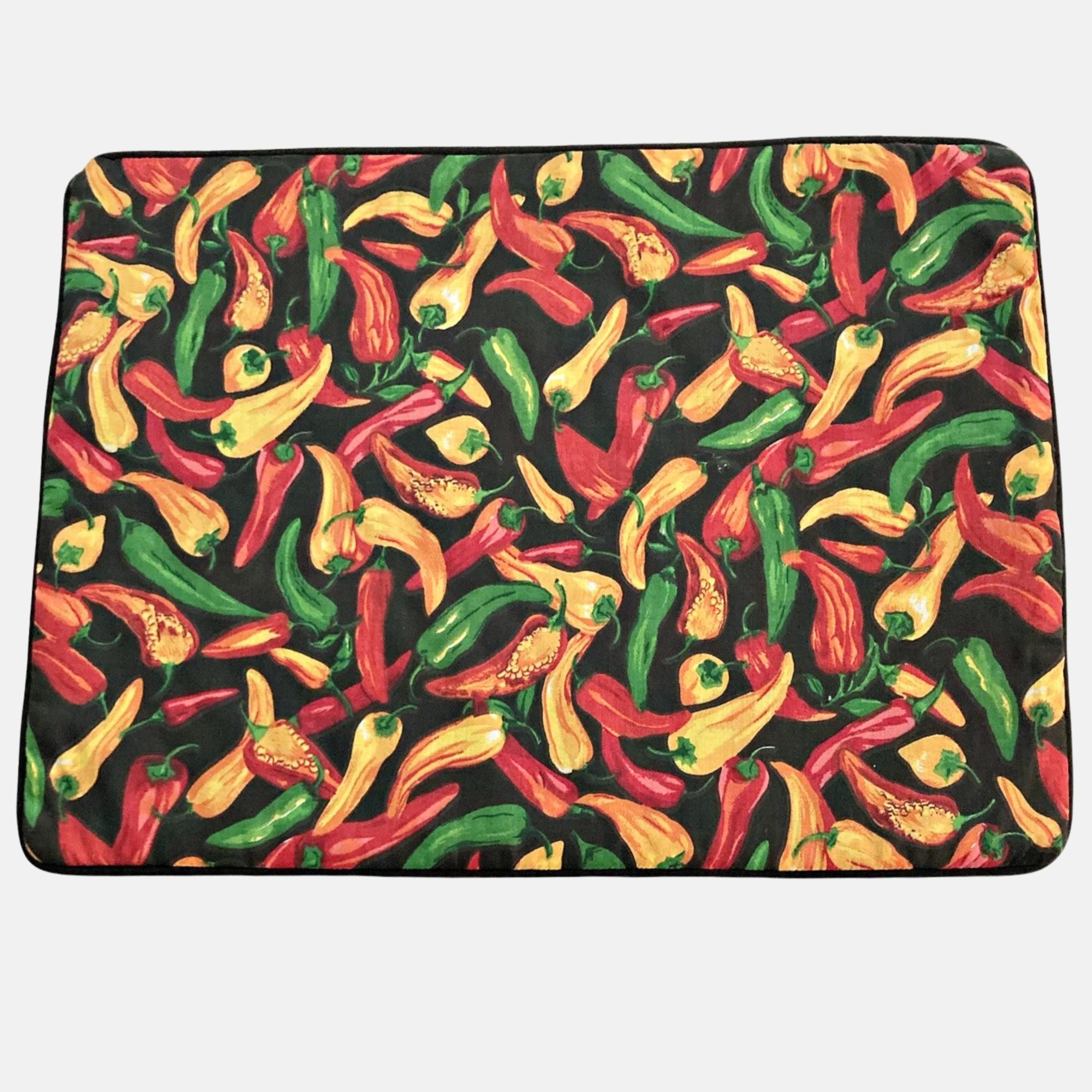 SPICE PLACEMAT SET - Includes Chili Pepper Placemats, Napkins and Napkin Rings, Set of 4, 6 or 8, Black Placemats, Housewarming Gift