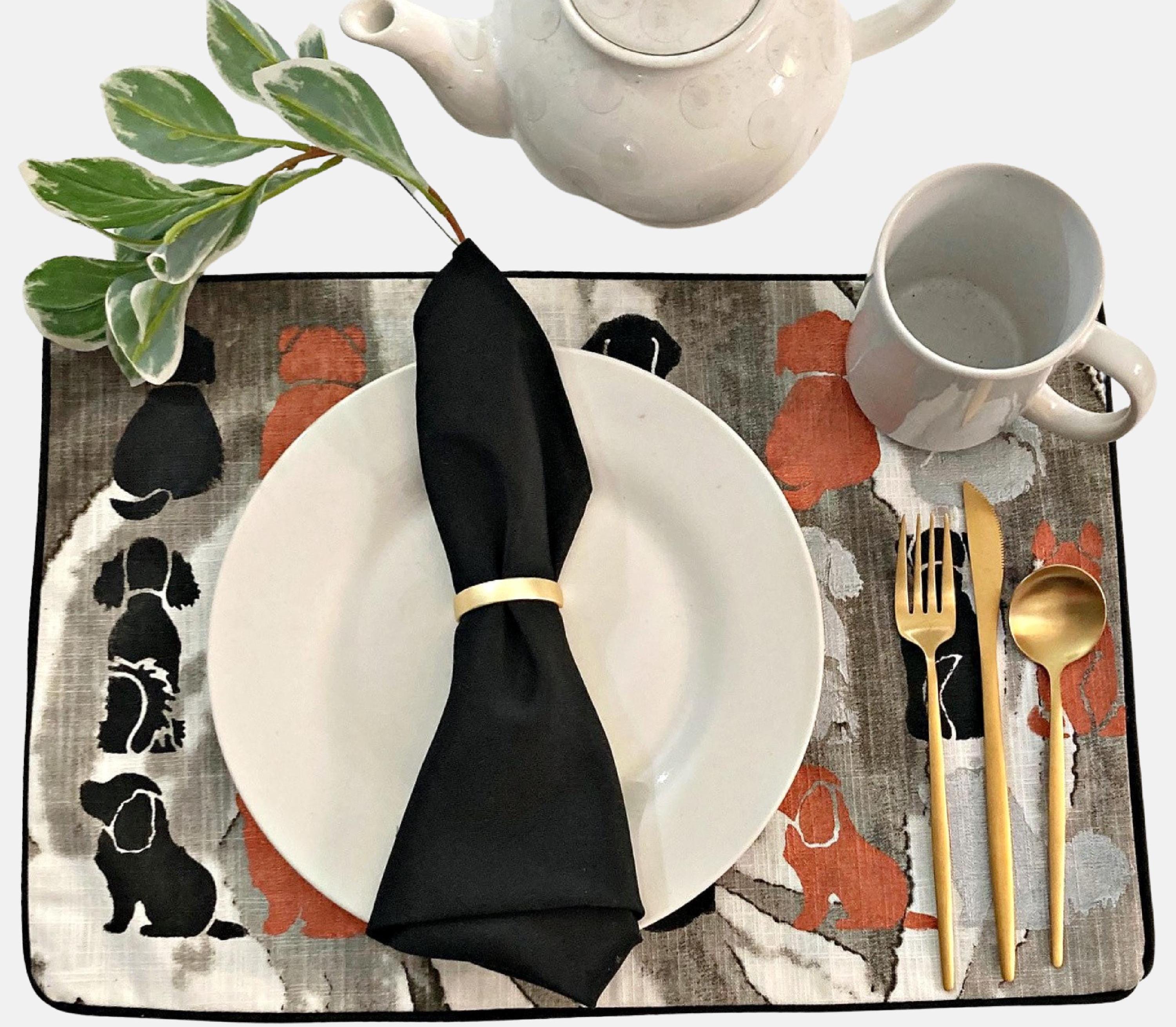 ANIMAL PLACEMAT SET - Includes Placemats, Napkins and Napkin Rings, Set of 4, 6 or 8, Dog Placemats, Animal Placemat, Gift for Dog Lovers