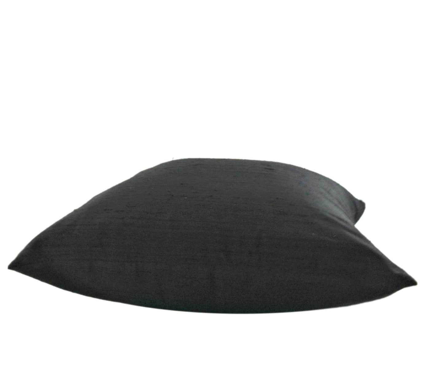 Black SILK Pillow LINED Cover, Indian Silk Sofa Pillow, Designer Throw Pillow