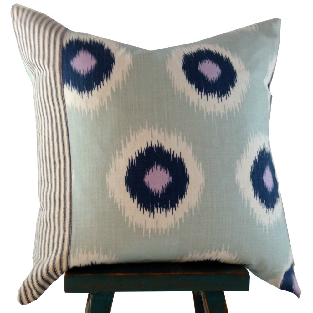 Blue Ikat Pillow Cover,  Farmhouse Pillow, Boho Fabric Pillow, Blue 16x16 Cover, Blue, 18x18 Cover,Blue 20x20 Cover
