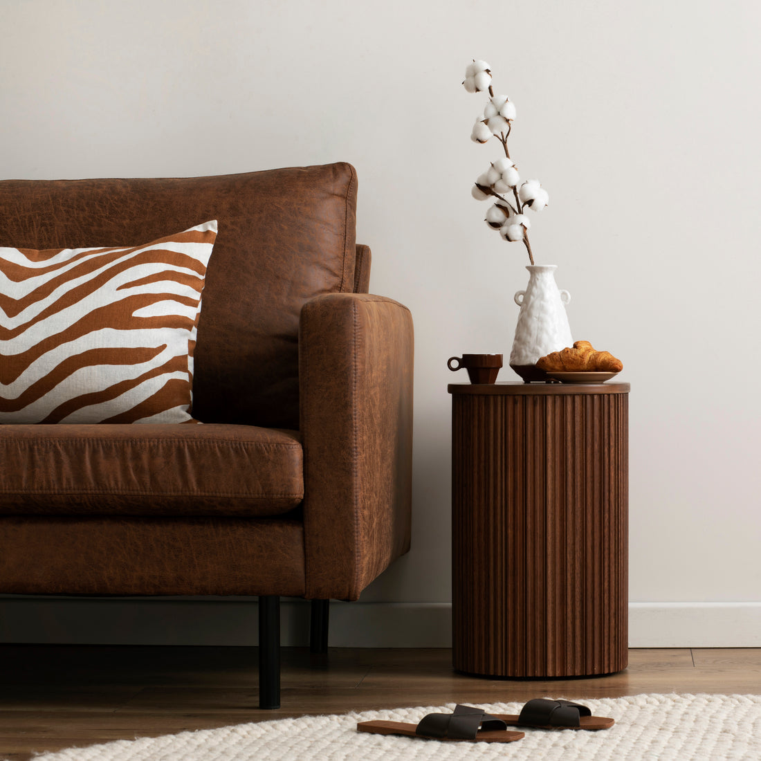Brown Vegan Leather Pillow Cover, Mudcloth and Vegan Leather Pillow, Black and Brown Mud Cloth, Faux Leather Pillow