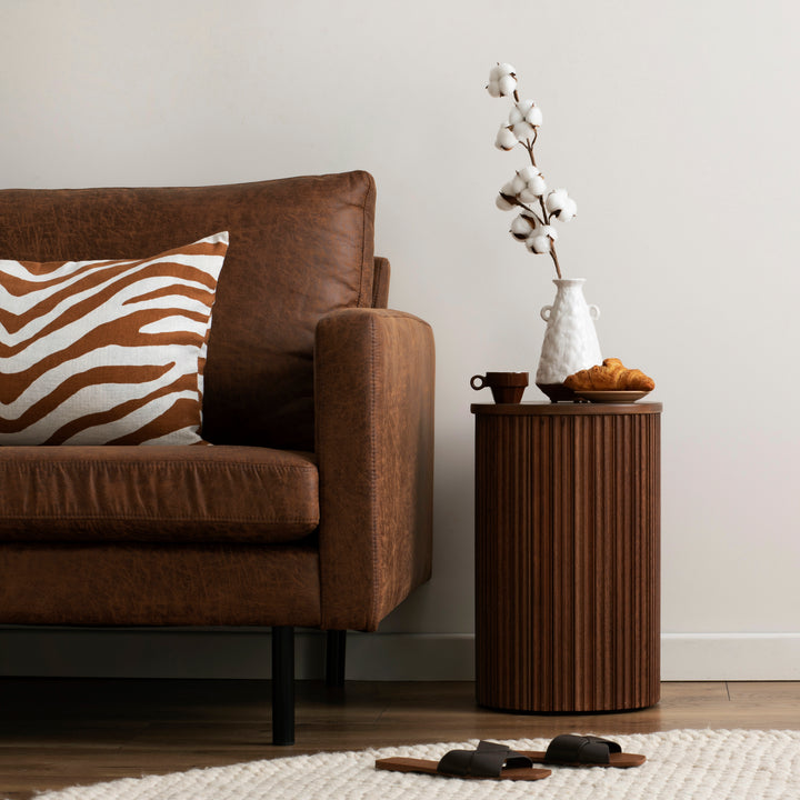 Brown Vegan Leather Pillow Cover, Mudcloth and Vegan Leather Pillow, Black and Brown Mud Cloth, Faux Leather Pillow